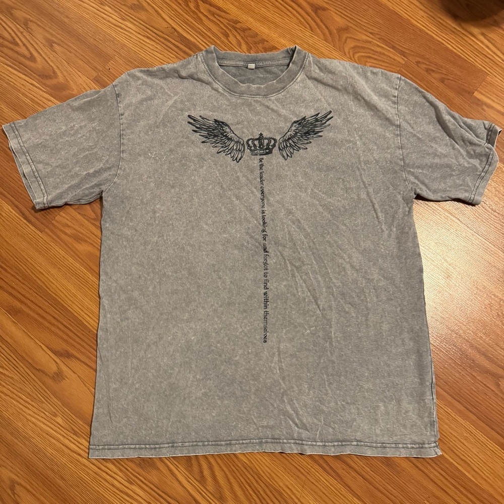 Gray Be‎ the Leader Graphic Men's T-Shirt Size L NWOT Grunge Inspirational Quote